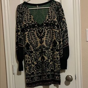 Free People Green and Black sweater dress